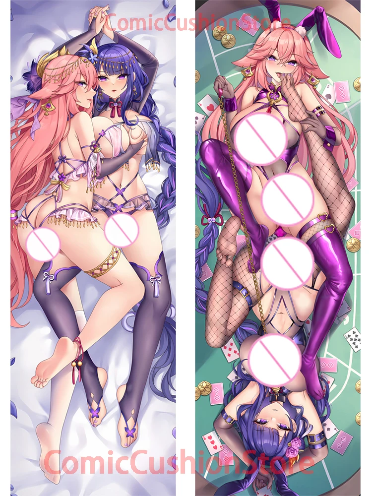 

Dakimakura anime Guuji Yae&Raiden Shogun Genshin Impact Double-sided Print Life-size body pillows cover Adult pillowcase