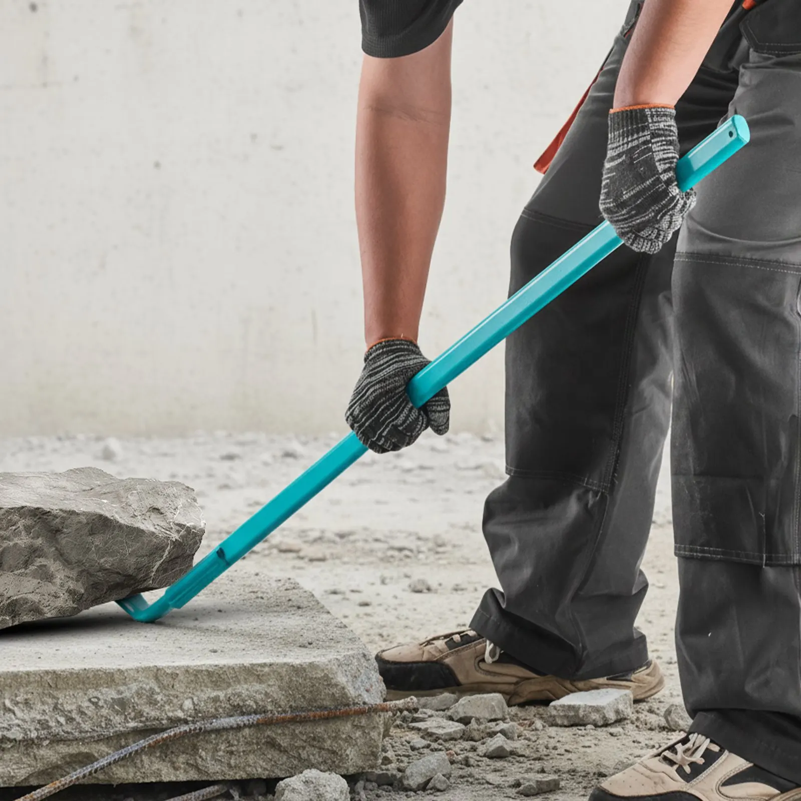 Barre de démolition, charge maximale 907 kg, longueur totale 1422,4 mm, matériau en acier, barre de démolition pour le brisage du béton, utilisation dans la construction et l'industrie avec un levier optimisé
