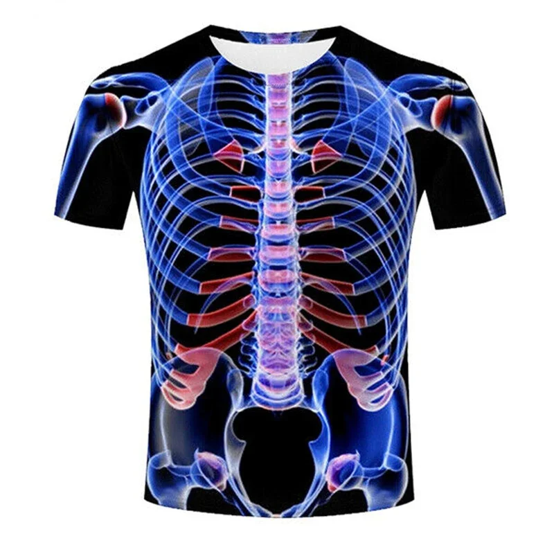 Skeleton Internal Organs Pattern T-Shirt Men Women 3D Print Short Sleeve Casual Funny Tops Tees Streetwear Loose Summer T Shirts