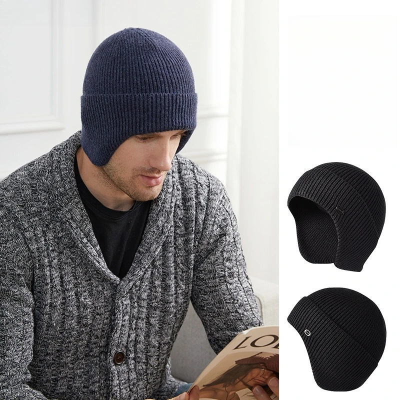 Imitation Rabbit Velvet Men Women Unisex Winter Hat Knitted Woolen Beani Hat Earmuff Ear Protector Warm Thermal Cycling Ski Cap