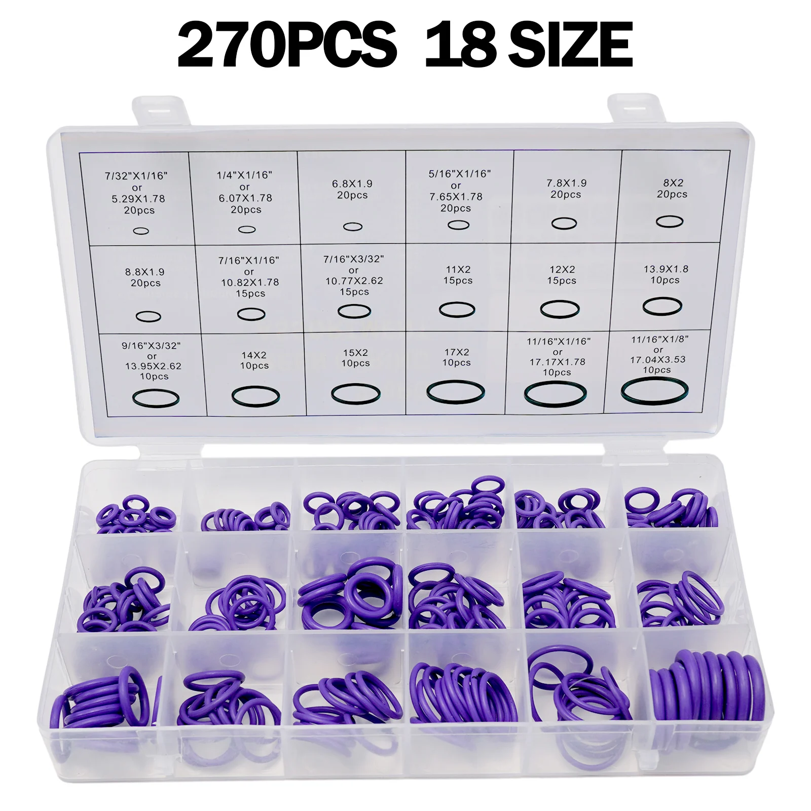Air Conditioning Part O-Ring Washer 270PCS High-temperature Resistant Repair Kit Repair Kit Washer Fluid Repair