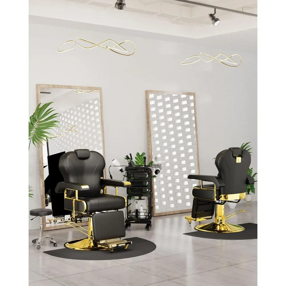 Salon Chair with Adjustable Backrest, Chairs with Heavy Duty Steel Frame & Removable Headrest, Barber Chair