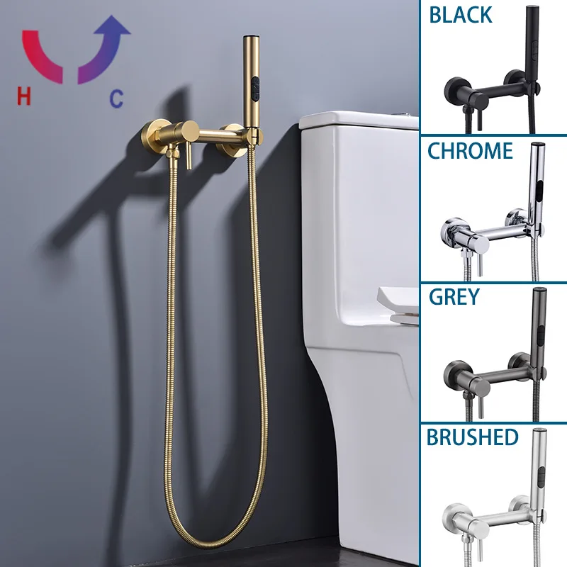 

Dual-Temperature All-Copper Faucet with Bidet Spray Gun Hot Cold Toilet Crane Women Washer Bathroom Shattaf & Toilet Accessory