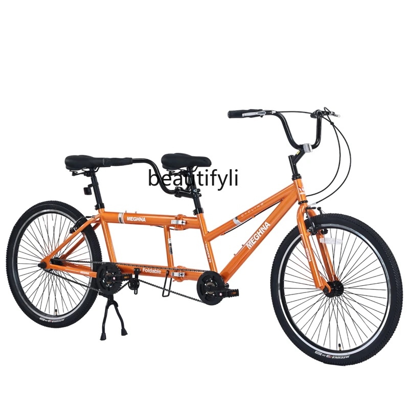 New 26-Inch Double Three-Person Folding Bicycle Road Sports Adult Two-Person Cycling Scenic Spot