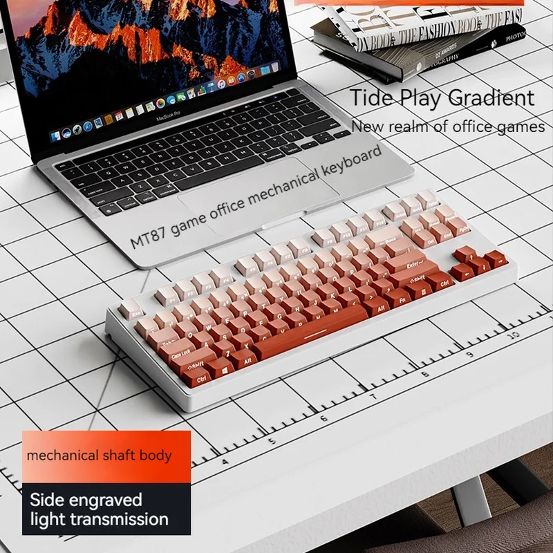 

Eweadn Mt-87 Side Engraved Wireless Bluetooth Three-mode Mechanical Keyboard Green Axis Tea Axis Blush Girl Office Keyboard