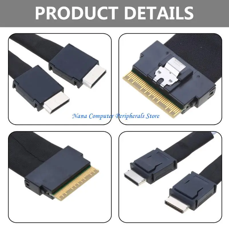 F68C SlimSAS SFF-8654 8X to Oculink SFF-8611 4X 4ix2 Cable 16-24Gbps Efficient