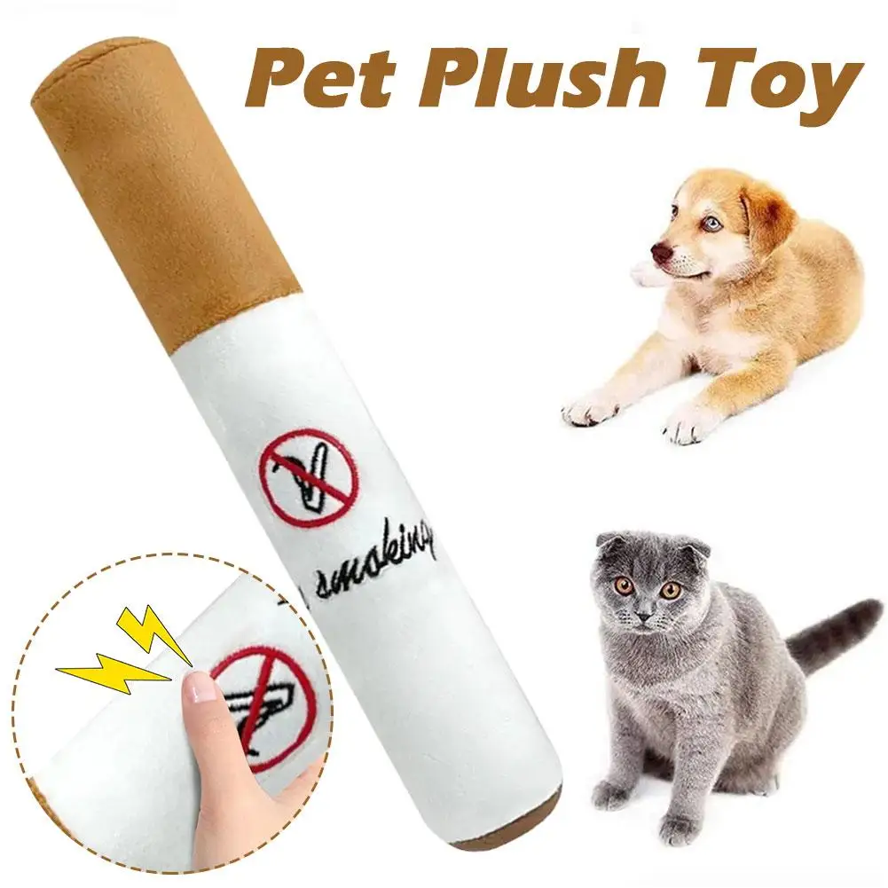 Pet Funny Toys Cigar Big Smoke Plush Sound Squeak Fake Toys Dog Resistant Toy Chew Bite Interactive Cigarettes Molar Pet Ga Q7c4