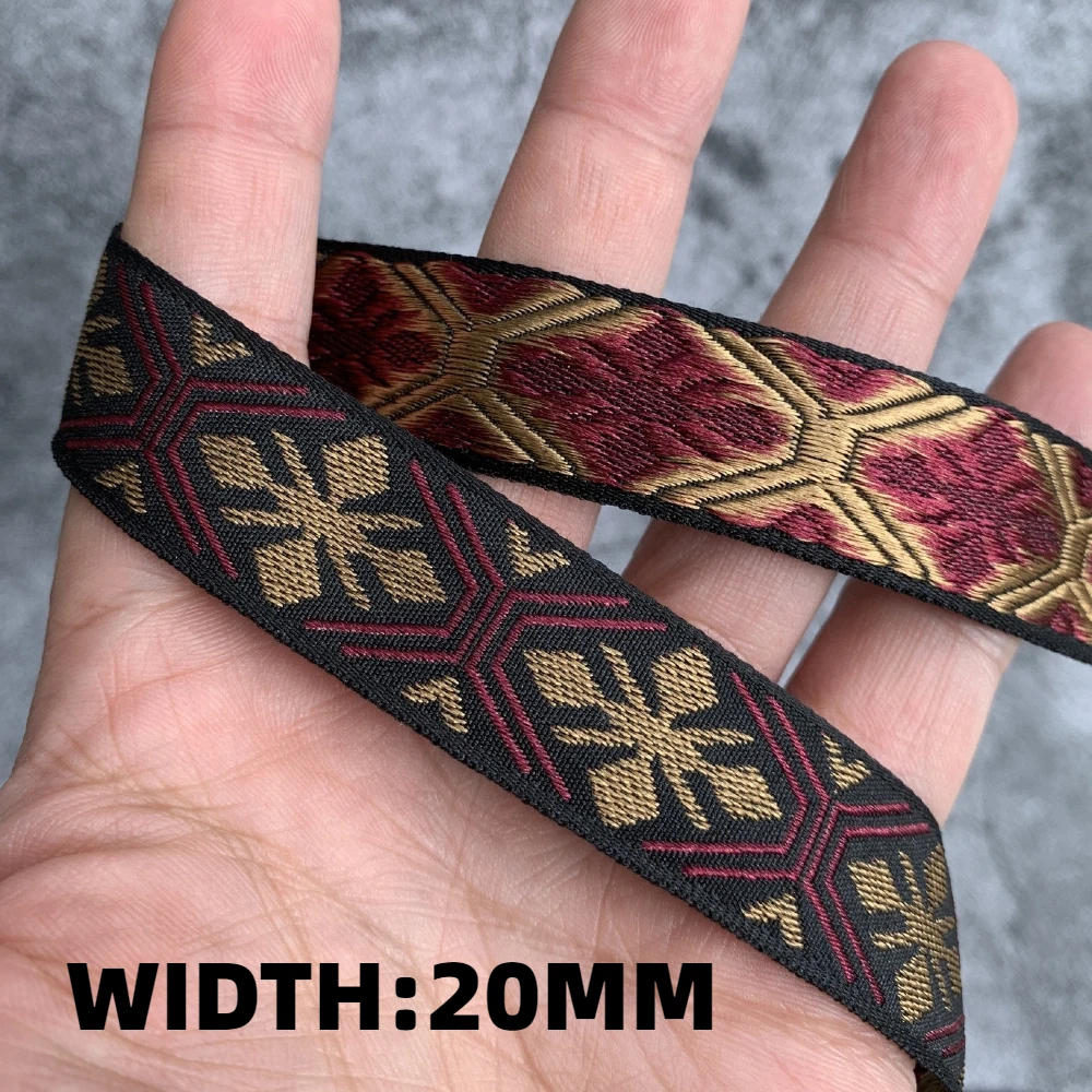 5 Yards 20MM 25MM 30MM Geometric Totem Flower Woven Jacquard Ribbon Dress decoration webbing DIY Bow Accessories