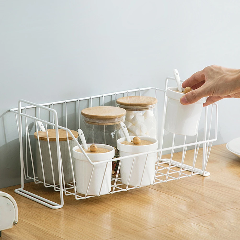 

Snack Storage Basket White Spice Baskets Drain Simple Hollowed Design Drainer Kitchen