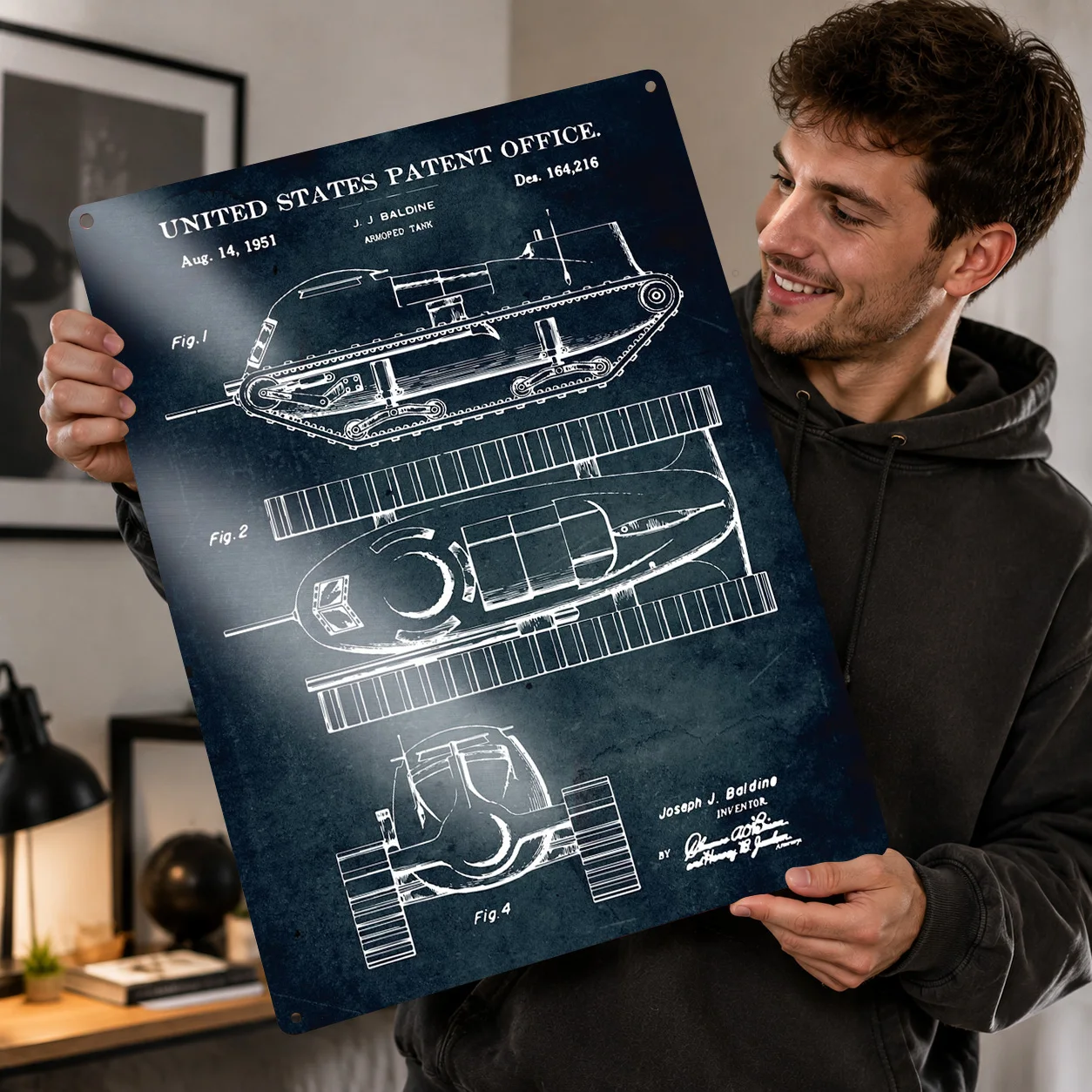 No450 Armored Tank 3D Texture Printed Poster Custom Vintage Metal Tin Plate Sign for Wall Art Funny Signs Office Decor Room Home
