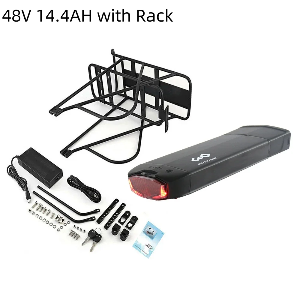 48V 27AH Gepäckträger 36V 19,2AH 15Ah 17,5Ah Lithium Leistungsstarker elektrischer Fahrrad-Akku für 1500W 1000W 750W 500W 350W – Detail 4