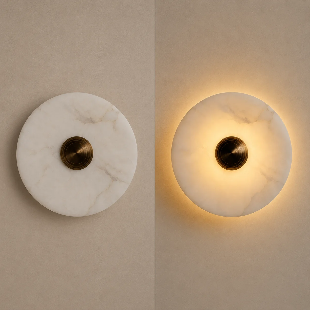 Marble Texture Circular Wall Light, LED Round Wall Sconce for Bedroom Bedside Corridor TV Background view 5