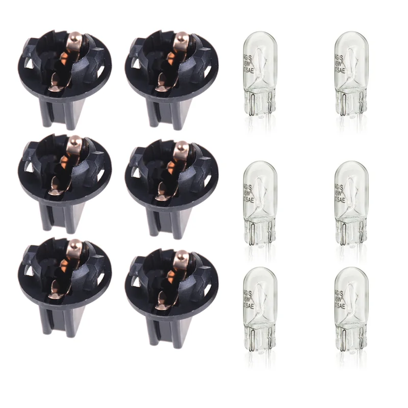 6Pcs T10-V2 Twist Lock Plug and Play Bulb Holder Sockets T10 LED&Halogen Lamp W5W 168 192 194 Twist Lock Wedge Bases Lamp Dash