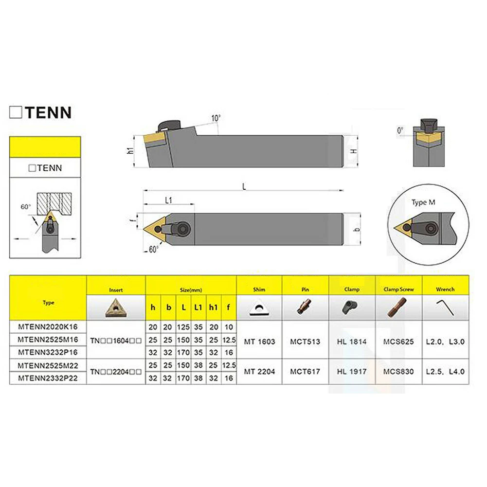 

MTENN1616H16 CNC Lathe External Turning Tool Holder with Easy Replacement and Manual Hand Inspection for TNMG1604 Inserts