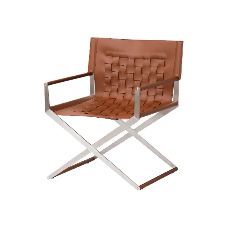 

Pqf Woven Saddle Leather Armchair Bauhaus Steel Foot Outdoor Chair