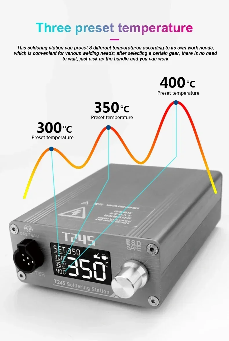 Imagem -03 - Oss Estação de Solda Aquecimento de Solda Display Digital Lcd Estação de Retrabalho C245 Ponta de Ferro de Solda 130w 3s T245 1pc