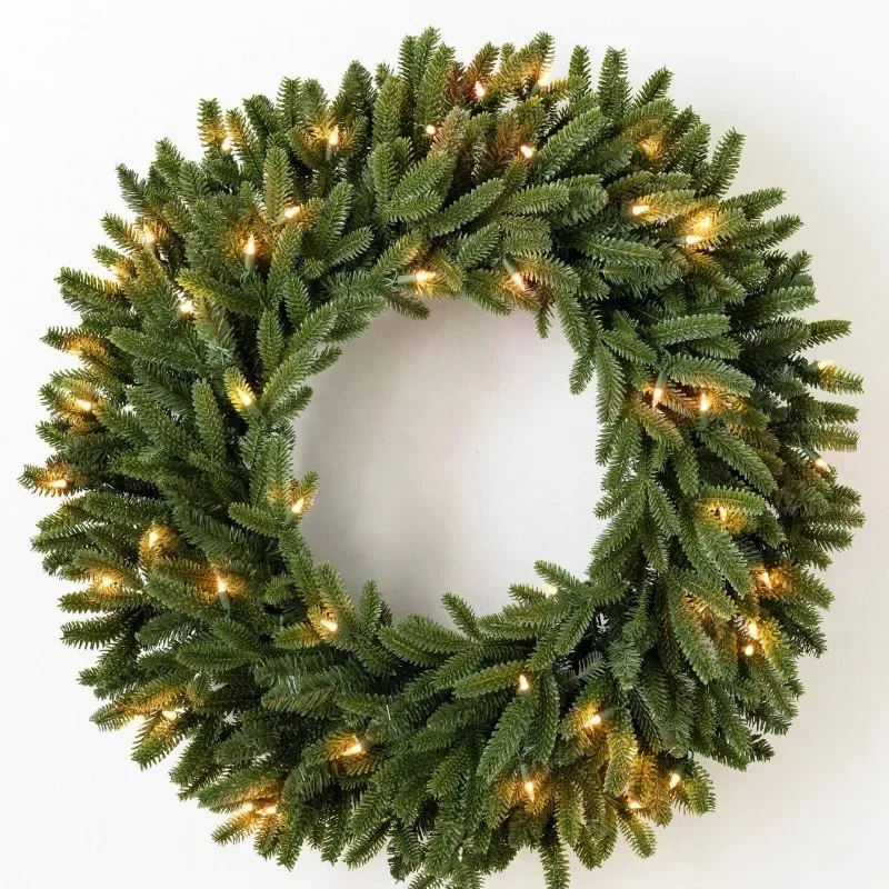 

45cm PE Christmas Wreath with LED Light Decoration Ring Simulated Christmas Vine Circle