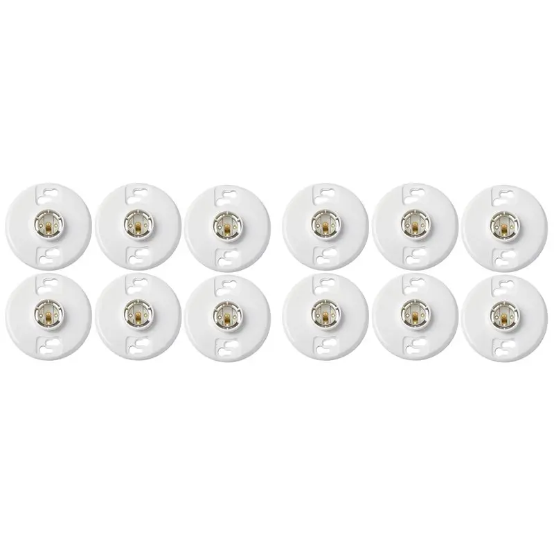 12Pcs Medium Base E26 Lampholder Keyless Top Lamp Holder Ceiling Light Sockets White Phenolic Bulb Socket CFL Lampholder