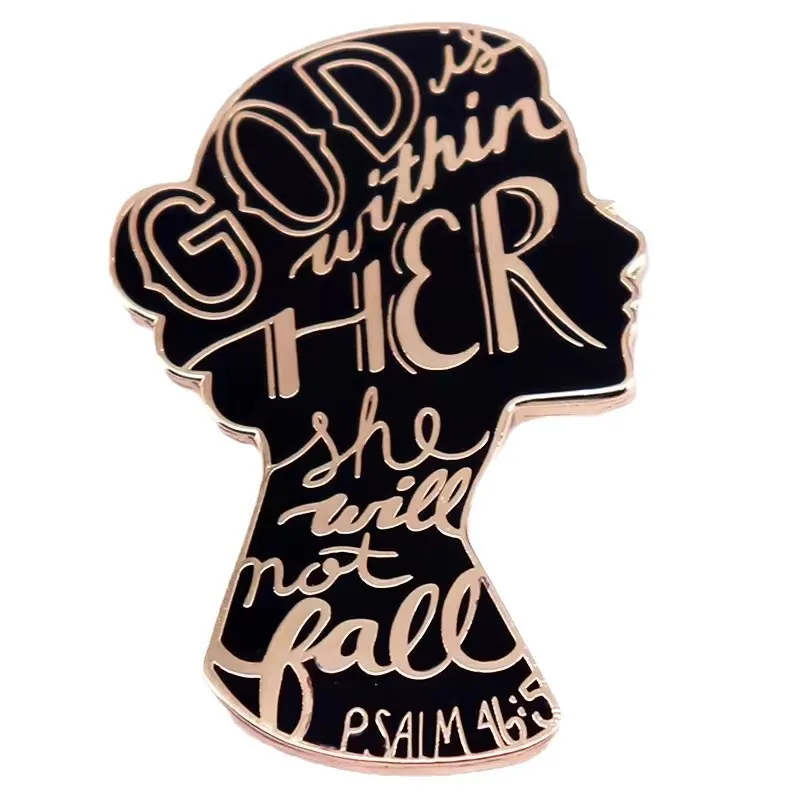 Christian Psalm 46:5 Badge God Is Within Her She Will Not Fall Enamel Pin Fashion Jewelry Gifts