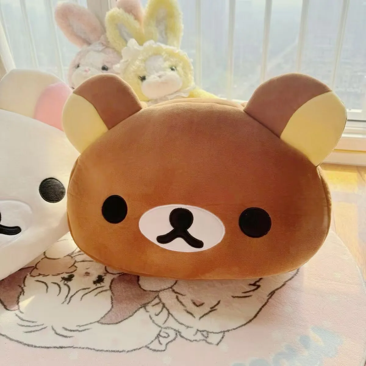 Rilakkuma Plush Cartoon Tote Bag Kawaii Brown Bear Handbag Soft Casual Large Capacity Shoulder Bag for Daily Use Cute Girl Women