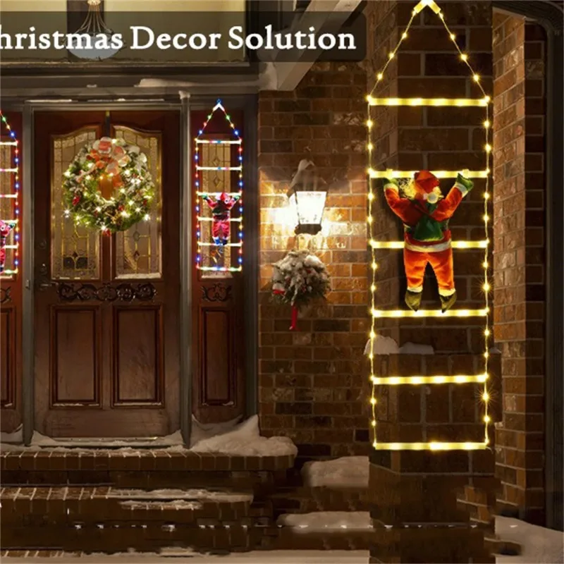 سانتا كلوز تسلق سلم LED مصباح معلق عيد الميلاد ديكور سلم ضوء في الهواء الطلق مقاوم للماء الطنف مصباح ملون للزينة