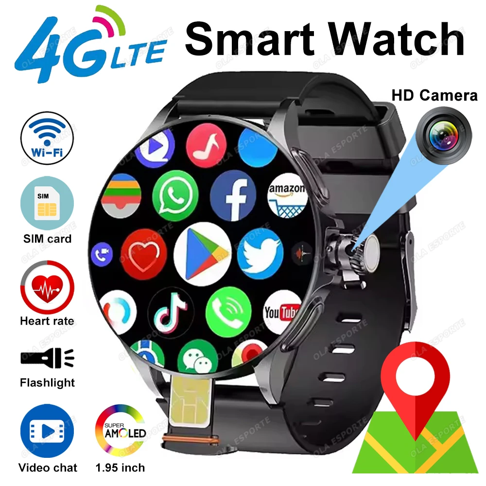 

2025 NEW 4G Smart Watch Gt200 HD Camera Video Call Smartwatch 32GB Memory WIFI GPS Positioning Heart Rate Monitor Sports Watches