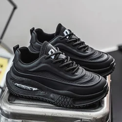 Double Air Cushion High Quality Walking Style Sneakers Men Genuine Leather Casual Shoes Fashionable Sneakers Thick Sole Shoes