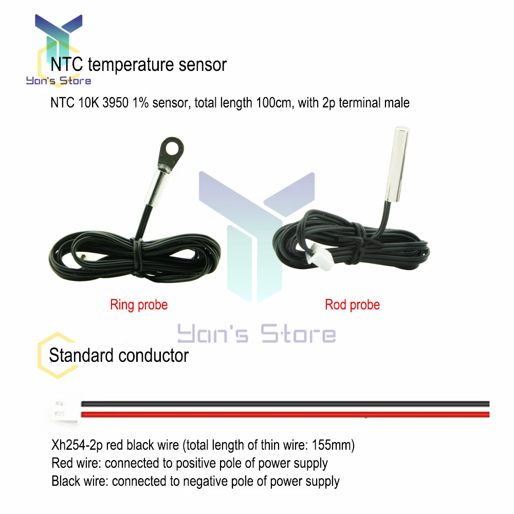 Controlador de temperatura digital LED, display duplo, termômetro eletrônico, termostato com sonda dupla, sensor NTC, 10K, sensor 3950, DC, 4-30V