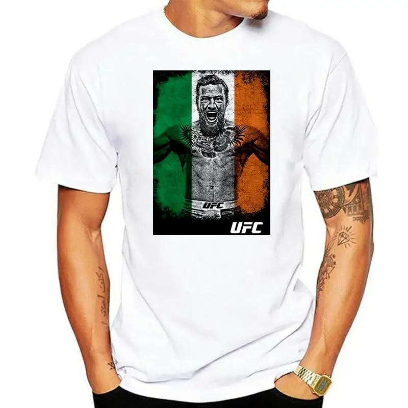 Men's Conor McGregor Flag Tee Shirt Black Cotton Summer Tee Shirts