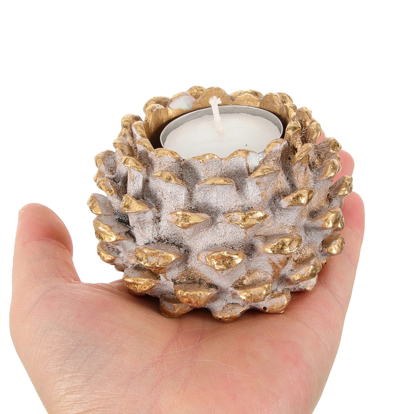 Pine Cone Shaped Resin Holder Vintage Style Christmas Tabletop Decoration Desktop Ornament Xmas Party Candlestick Stand