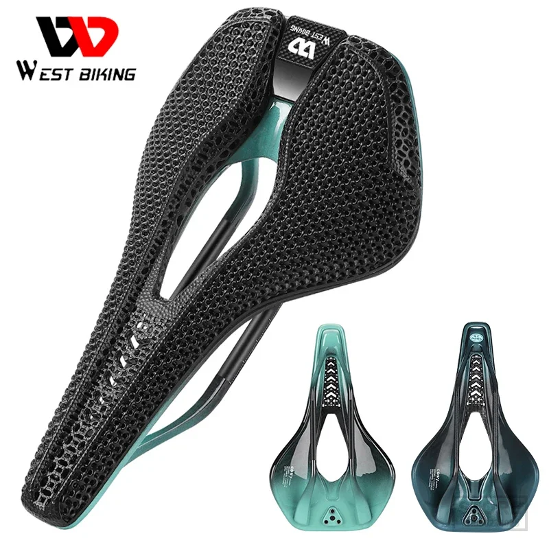 

WEST BIKING 3D Printed Carbon Bicycle Saddle Lightweight Cycling MTB Road Bike High Strength Racing Seat Permeability Bike Parts