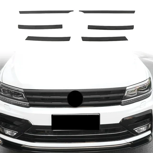 Für VW Tiguan MK2 2016-2021 Auto Frontschürze Mesh Center Grille Grill Moulding Streifen Abdeckung Trim Chrom Styling