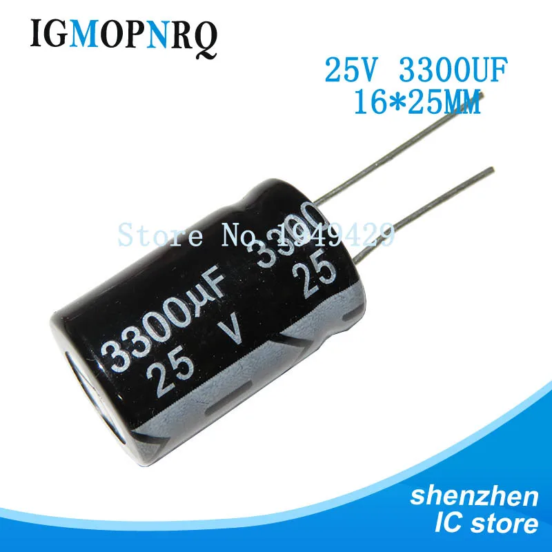 5PCS 25V3300UF 16*25mm 3300UF 25V 16*25 Aluminum electrolytic capacitor