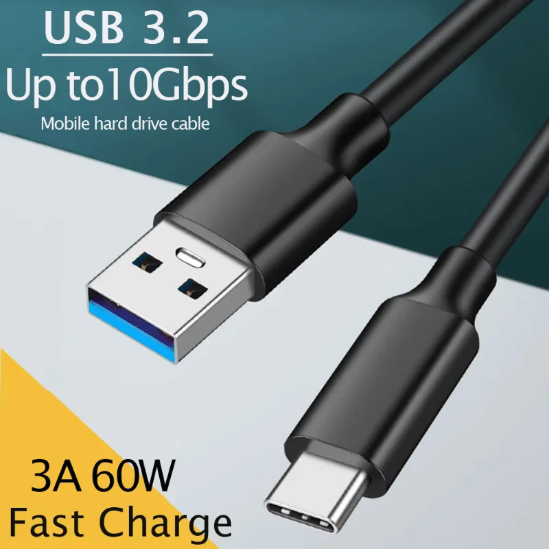 10Gbps Usb3.2 To Type-C Data Cable Hard Drive Cable High-Speed Transmission 3A 60W Computer Mobile Phone Fast Charging Cable