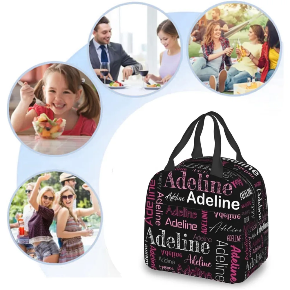 Custom Name Lunch Bag Personalized Insulated Lunch Box Customized Cooler Lunch Tote Bag for Boys Girls Picnic Office Camping