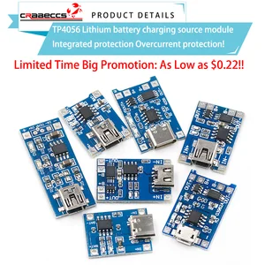 Bilashmart TP4056 Mini Micro Type c USB 5V 1A 18650 Li ion Battery Charger Module Charging Board with Protection Dual Function 1ALi ion DIY