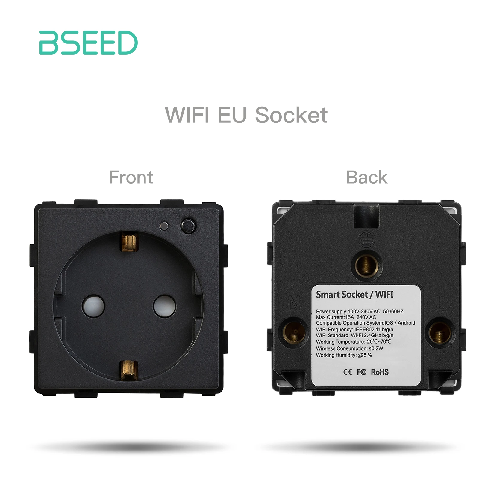 Bseed EU Standard USB Typ-C Buchse Teile Taste Schalter Internet TV HDMI Satellit Mit Glas Rahmen Schwarz DIY Funktion teile