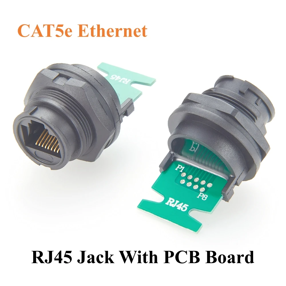 

IP67 RJ45 Cat5e Ethernet Connector With Quick Release PCB Board Shielded 1Gbps RJ45 8P8C Network Jack Female Panel Mount Socket
