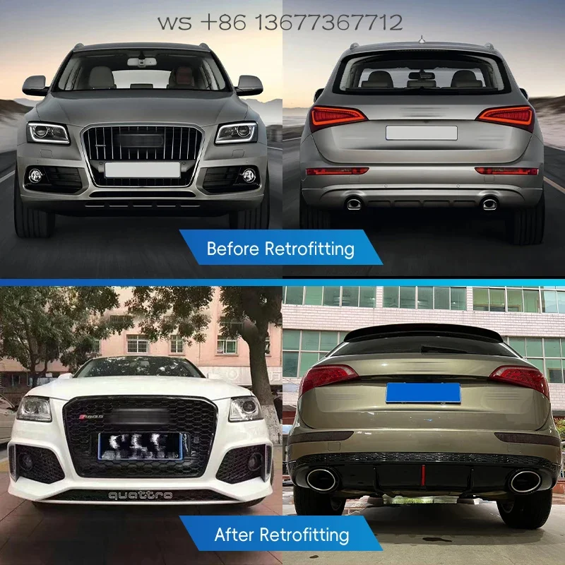 

Factory hot salesRSQ5 Car Modification New Front and Rear Bumper Body Kit with Grille Car Upgrade for 2013-2017 Ad Q5/Q5L