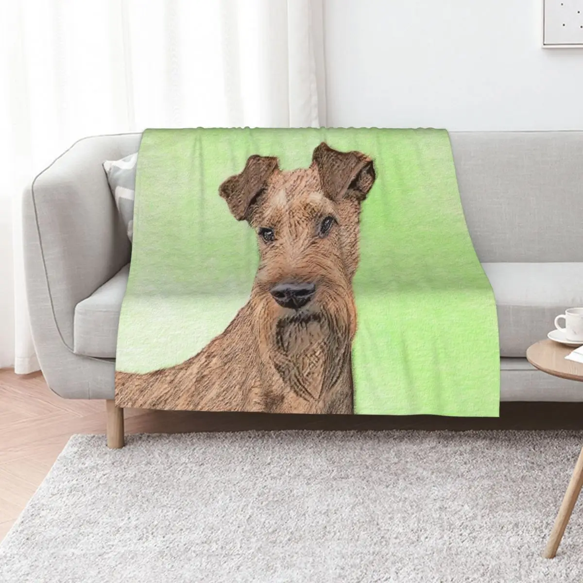 Irish Terrier Painting - Cute Original Dog Art Throw Blanket Camping Decorative Sofa Sofa Weighted Blankets