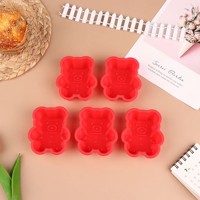 5PCS  7cm creative silicone bear muffin cup cake cup DIY baking mold color random