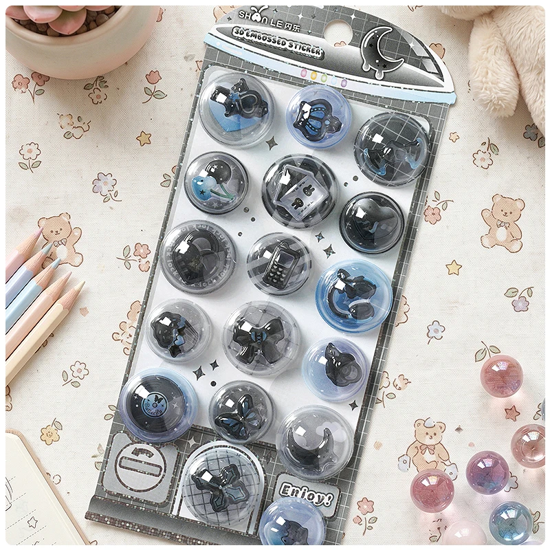 

New Cartoon Capsules Shake 3D Relief Stickers Scrapbooking Diy Diary Decor Journaling Stationery Cute Stickers School Supplies