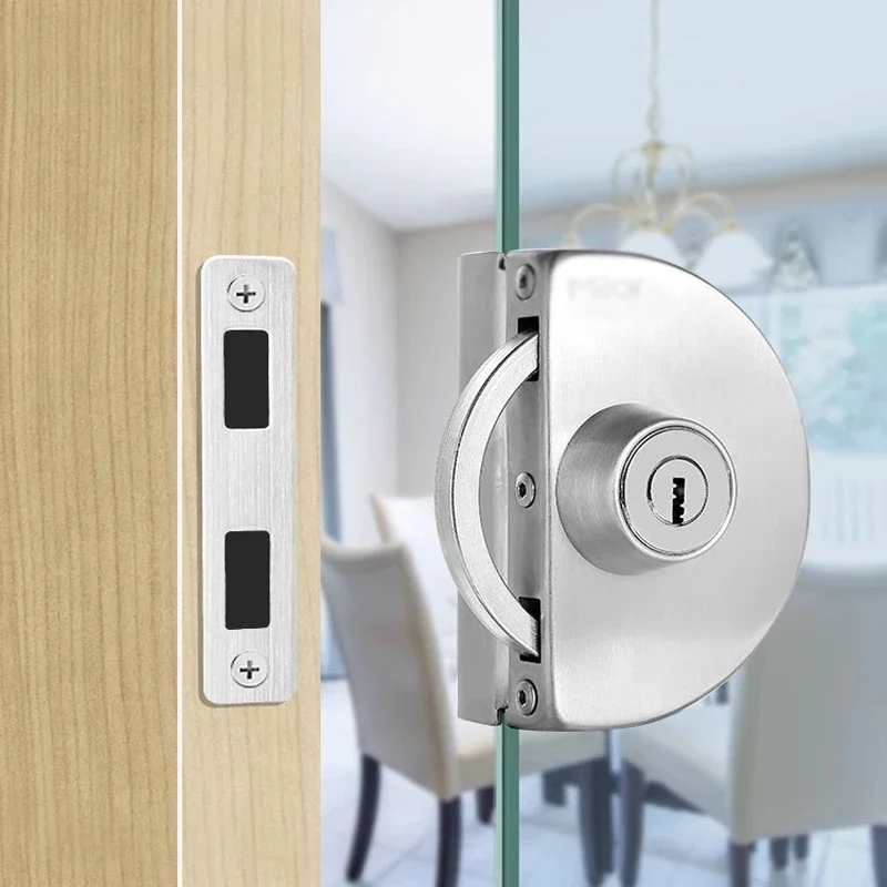 Glass Door Lock Sliding Double Door Non Opening Stainless Steel Store Central Lock Single Door Double Lock With key