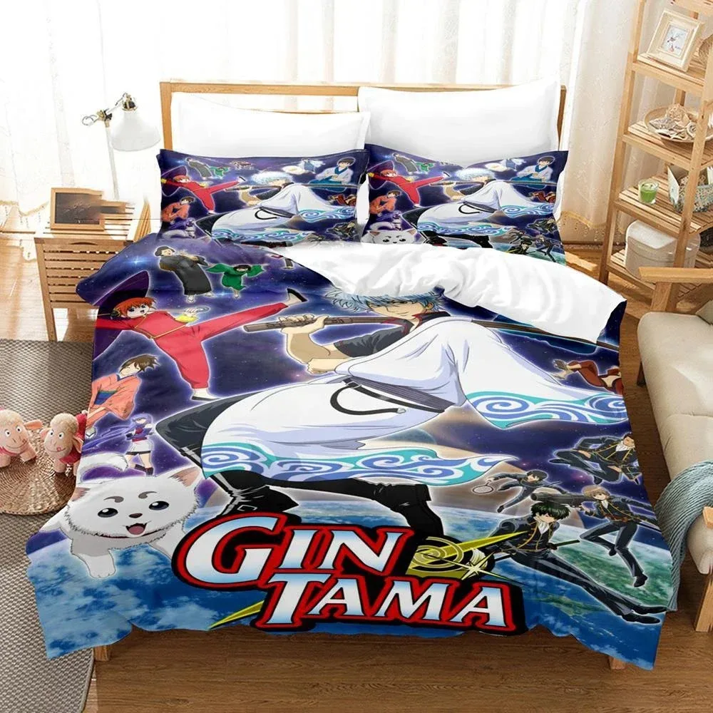 3D Printed Gintama Bedding Set Anime Gintoki Sakata Duvet Cover Double Twin Full Queen King Adult Kids Bedclothes Quilt Cover S