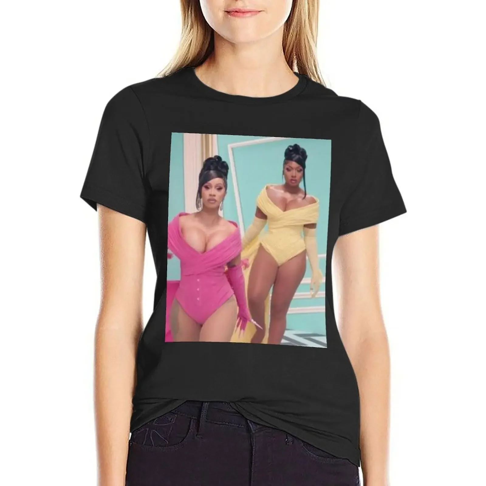 

Funny Cardi B classic art T-Shirt heavyweights plain sports fans workout shirts for Women loose fit