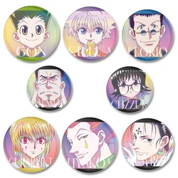 Hot Blooded Anime Hunter X Hunter HD Print Brooches Cartoon Figure GON Killua Kurapika Leorio Badge Round Display Lapel Pins