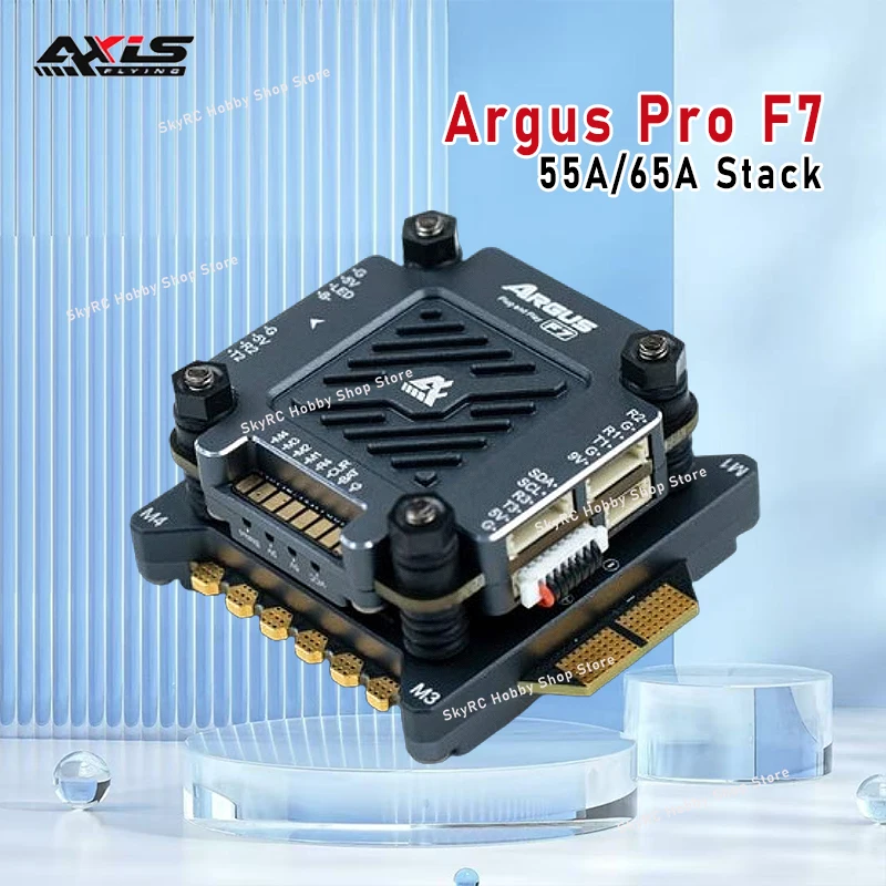 

Полетный контроллер Axisflying Argus Pro F7 55A/65A Stack с защитой IP54, X8 16MB Blackbox, 30.5x30.5мм для FPV фристайла и полетов на дальние расстояния
