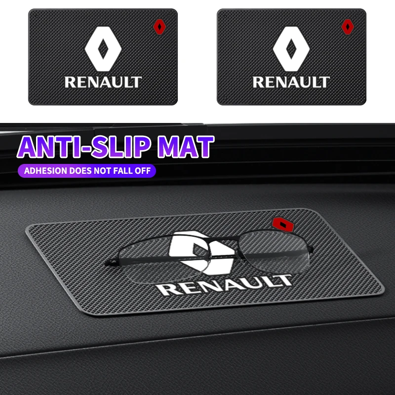 Car Silicone Non-Slip Mat Interior Console Emblem Badge Anti-Slip Pad For Renault Koleos Captur Kadjar Megane Clio Scenic Arkana