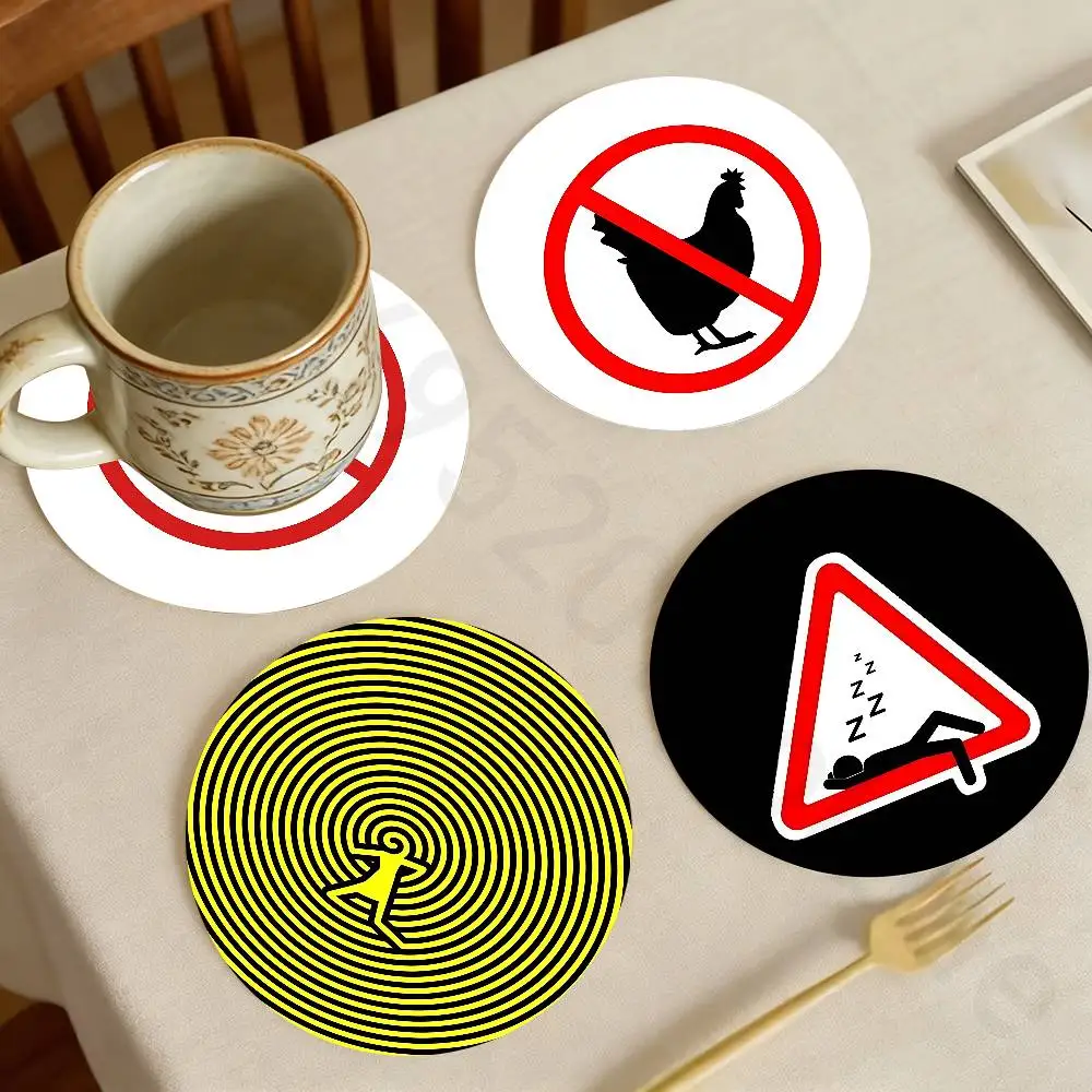 

Warning Icon Danger Banning Wooden Theme Desktop Heat Mats Home Decor Coffee Mug Coasters For Office Restaurant