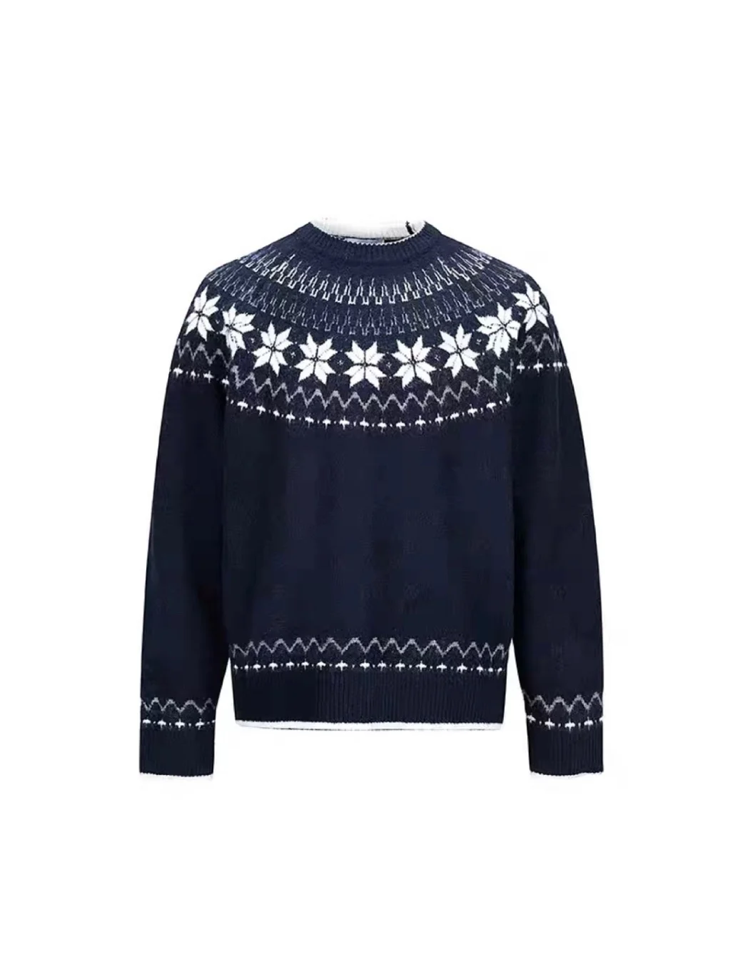 

Retro American Knitted Sweater round Ne Loose Casual ex Faionable Ci Walk Long Sve Thermal Top for Couples